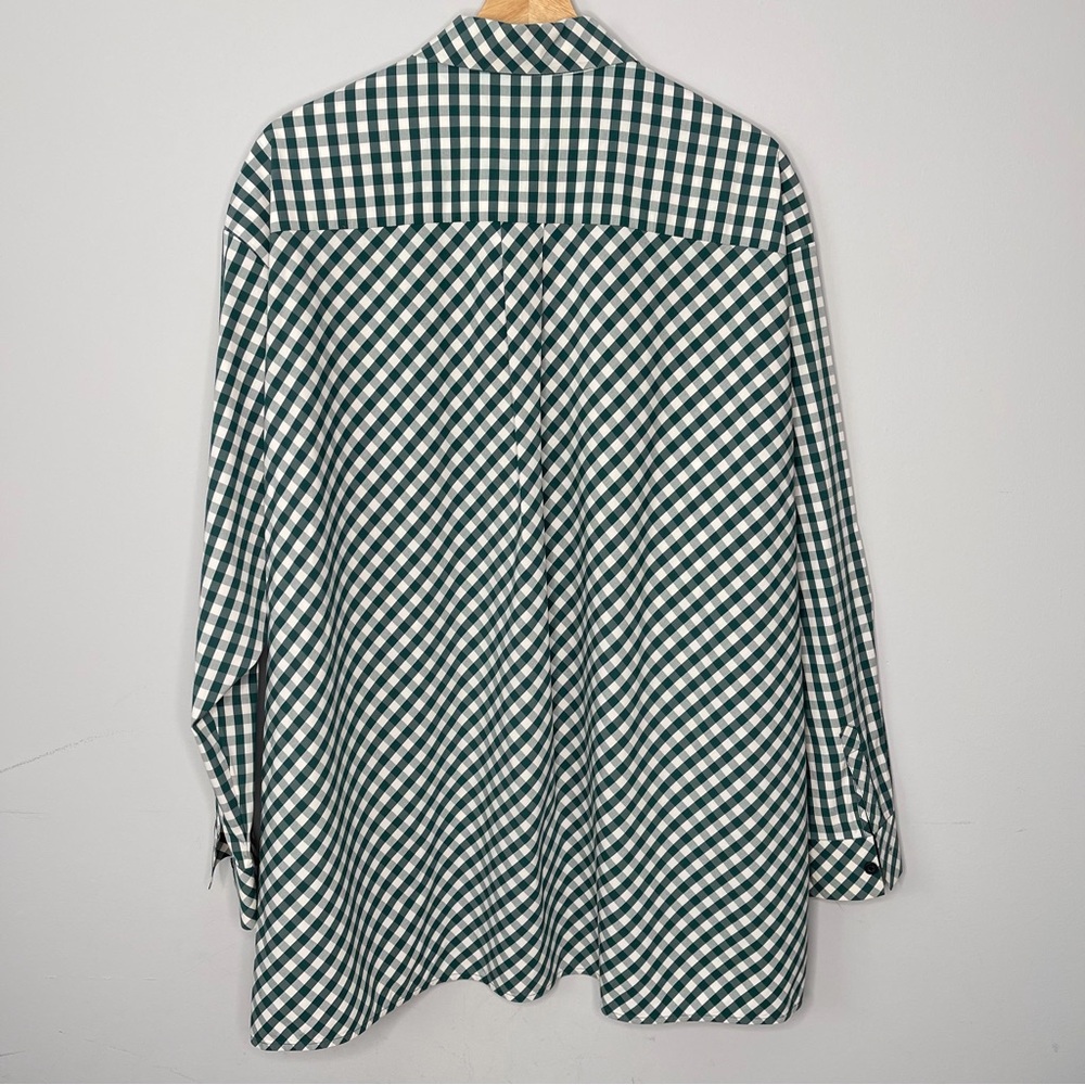 Ladies Lafayette 148 New York green white button up down shirt size Large LG - Picture 2 of 7